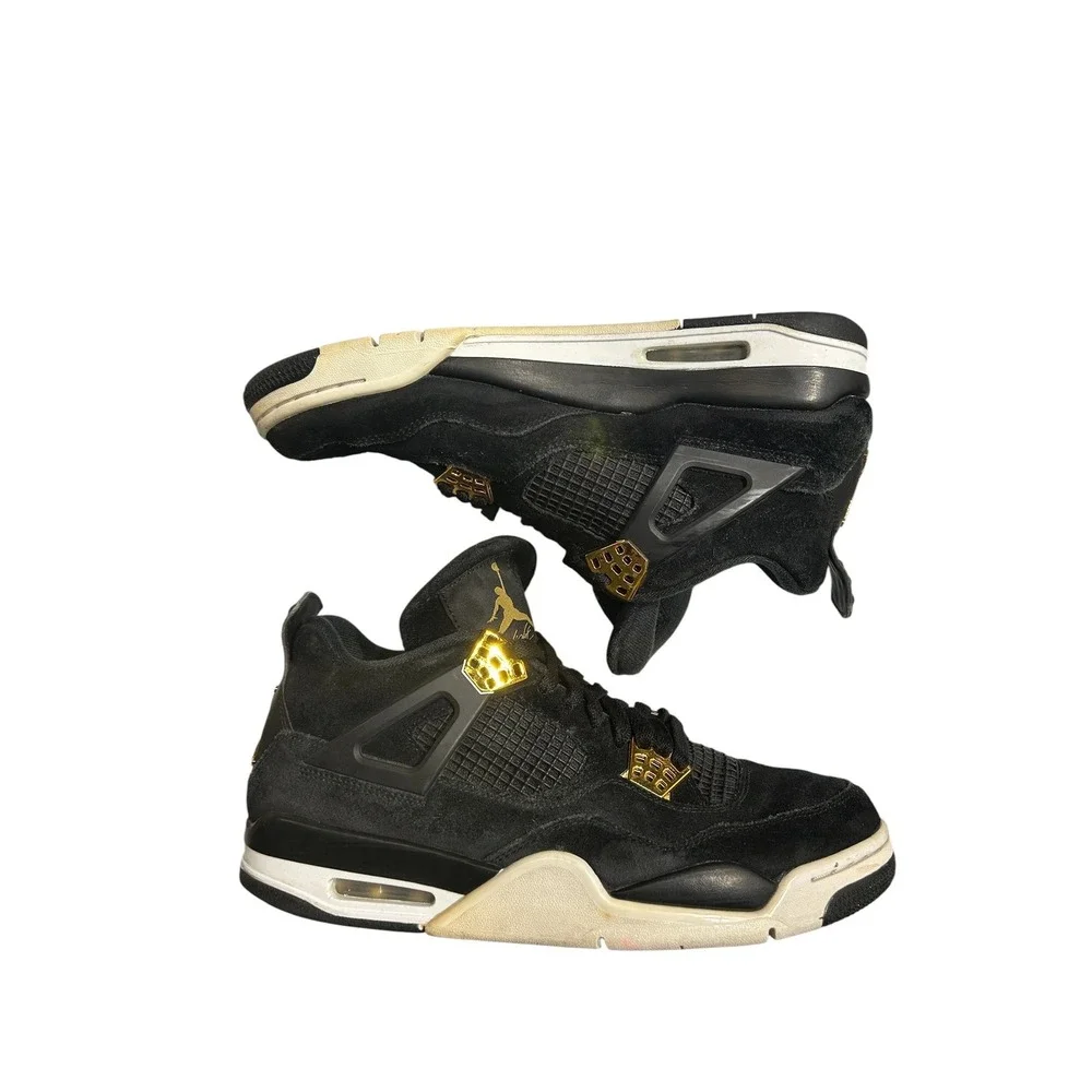Air Jordan 4 Retro Royalty Black Metallic Gold‎ 308497-032 Mens Size 9.5 grunge